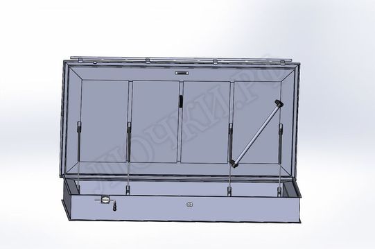 Люк для выхода на крышу 850*1500, поручень справа (габарит 1100*1750) Люк для выхода на крышу 850*1500, поручень справа (габарит 1100*1750)