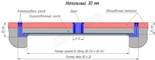 Напольный люк Тритон 30 мм 500*500 Напольный люк Тритон 30 мм 500*500