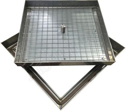 Напольный люк из нержавеющей стали AISI 430 200*200 Напольный люк из нержавеющей стали AISI 430 200*200